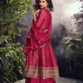 Graceful Rani Pink Viscose Jacquard Embroidered Designer Palazzo Suit with Dupatta for Wedding