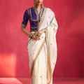 Elegant White Fancy Soft Silk Saree Thread Embroidery Sequin Work for Women