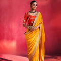 Premium Yellow Fancy Soft Silk Saree Thread Embroidery Sequin Work for Women