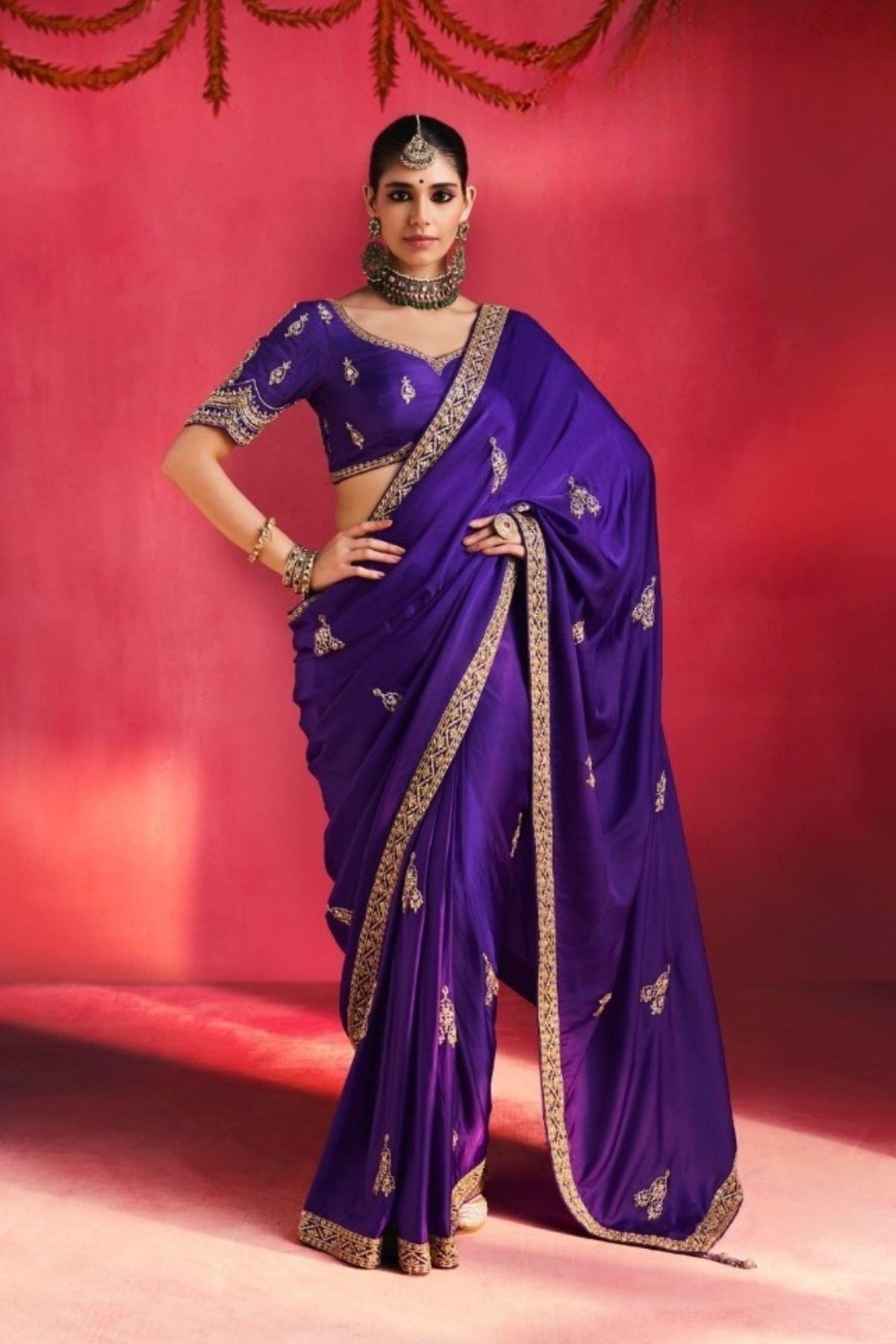 Stylish Purple Fancy Soft Silk Saree Thread Embroidery Sequin Work for Women