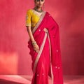 Beautiful Rani Pink Fancy Soft Silk Saree Thread Embroidery Sequin Work for Women