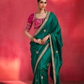 Graceful Green Fancy Soft Silk Saree Thread Embroidery Sequin Work for Women
