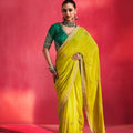Grateful Lime Green Fancy Soft Silk Saree Thread Embroidery Sequin Work for Women