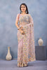 Dusty Pink Floral Embroidered Net Saree with Designer Border