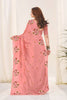 Peach Organza Saree with Floral Embroidery Designer Blouse