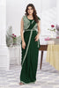 Bottle Green Designer Saree with Embroidered Sleeveless Blouse