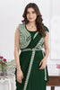 Bottle Green Designer Saree with Embroidered Sleeveless Blouse