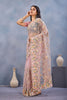 Dusty Pink Floral Embroidered Net Saree with Designer Border