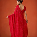 Red Embroidered Georgette Saree with Blouse Piece Party Wear Saree