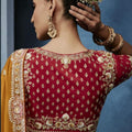 Mustard Yellow Embroidered Designer Saree with Heavy Border