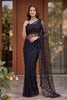 Black Designer Net Saree with Sequins Embroidery Party Wear