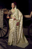  Off White Banarasi Silk Saree Rich Gold Zari Buti Weaving Traditional Border