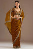  Brown Silk Saree with Heavy Embroidered Border Designer Blouse