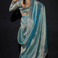 Sea Green Shimmer Silk Saree with Heavy Stone Zari Embroidered Border