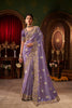 Royal Lavender Purple Embroidered Silk Saree Heavy Zari Border 