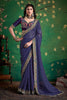 Navy Blue Bandhej Saree with Designer Blouse for Festive Wear