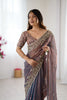 Elegant Mauve Grey Organza Silk Saree with Heavy Designer Blouse