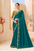 Teal Green Silk Saree Designer Embroidered Border Party Wear Saree