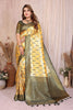  Mustard Yellow And Green with Rich Zari Banarasi Silk Saree Festive Wear