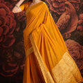Mustard Yellow Banarasi Silk Saree with Rich Golden Zari Weaving