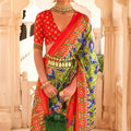Multicolor Patola Print Silk Saree Traditional Gujarati Designer Border