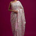 Pink Heavy Embroidered Designer Saree with Blouse Party Wear Saree