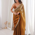 Mustard Gold Organza Silk Saree with Designer Lace Border