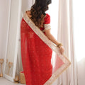 Designer Red Georgette Saree with Heavy Embroidery Sequin Work
