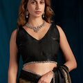 Black Silk Saree with Gold Silver Zari Designer Party Wear Saree