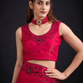 Rani Pink Embroidered Silk Saree with Designer Blouse