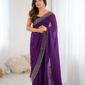 Elegant Purple Georgette Saree with Heavy Embellished Border 