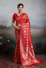 Red Banarasi Silk Saree with Heavy Gold Zari Work Designer Saree