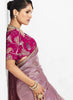 Elegant Mauve Silk Saree with Golden Pink Blouse Party Wear