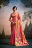 Pink Golden Silk Saree with Zari Polka Dot Weaving Designer Saree