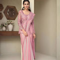 Elegant Aqua Blue Embroidered Designer Saree with Full Sleeve Blouse