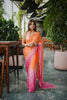 Orange Pink Ombre Sequins Saree Pink Border Designer Party Wear