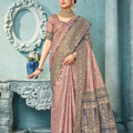 Dusty Pink Banarasi Silk Saree with Rich Traditional Border