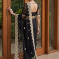 Designer Black Net Saree with Heavy Sequins Embroidery Border