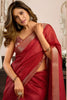 Red Silk Saree with Golden Zari Border Designer Saree