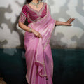 Pink Organza Saree with Heavy Embroidered Designer Blouse