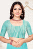 Sea Green Banarasi Silk Saree with Pink Woven Zari Design