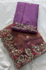 Mauve Rose Gold Tissue Silk Saree Heavy Embroidered Border
