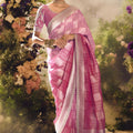 Pink Soft Silk Saree with Silver Zari Weaving Designer Blouse