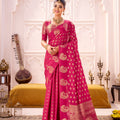Rani Pink Banarasi Silk Saree with Rich Gold Zari Traditional Saree