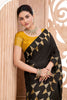 Black Banarasi Silk Saree with Gold Geometric Zari Border Rich Pallu