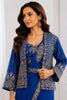 Royal Blue Designer Saree Heavy Golden Embroidered Border Matching Jacket Set