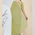 Pastel Green Designer Saree Embroidered Border Ready To Wear