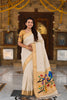 Off White Cotton Silk Saree Golden Border Peacock Floral Designer Pallu