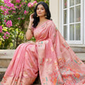 Peach Pink Banarasi Silk Saree with Rich Woven Zari Pallu