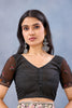 Black Floral Embroidered Net Saree with Designer Border
